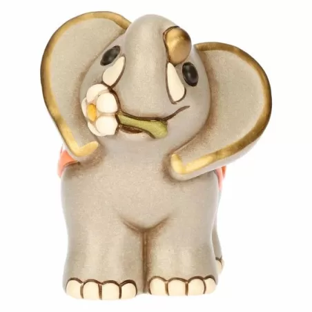 Elefante Elly con fiore in ceramica, medio - Thun