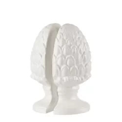 Fermalibri Pigna bianco - set 2 pezzi Cm. 13x7,5x21 h. - L'oca Nera