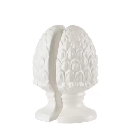 Fermalibri Pigna bianco - set 2 pezzi Cm. 13x7,5x21 h. - L'oca Nera