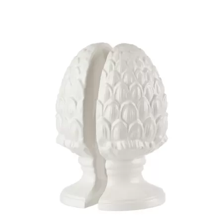 Fermalibri Pigna bianco - set 2 pezzi Cm. 13x7,5x21 h. - L'oca Nera