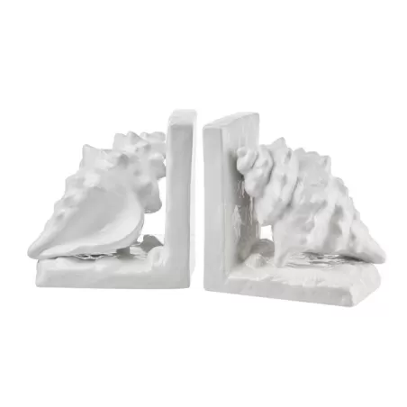 Fermalibri conchiglia - set 2 pezzi Cm. 33x10,5x16 h. - L'oca Nera