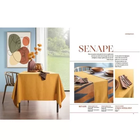 Senape, Tovaglia antimacchia Cm.155x155, 4 posti - L'oca Nera