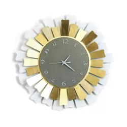 Orologio Lux, Bianco e Foglia Oro - Arti e Mestieri