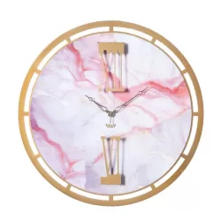Orologio Mood, Oro Laccato e Marmo Rosa - Arti e Mestieri
