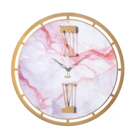 Orologio Mood, Oro Laccato e Marmo Rosa - Arti e Mestieri