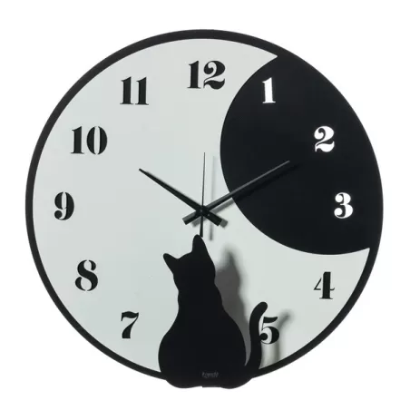Orologio Moon Whiskers, Nero e Bianco Marmo - Arti e Mestieri