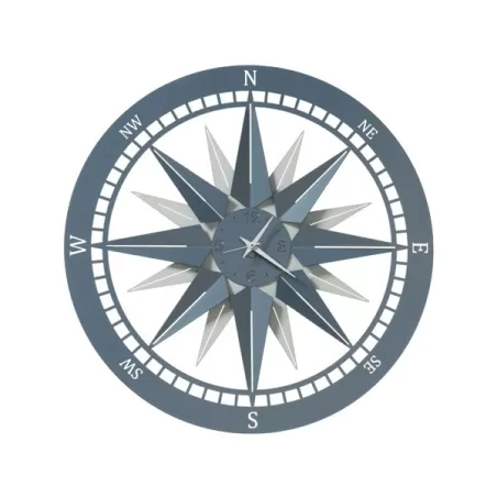 Orologio Bussola Piccolo, Bianco Marmo E Azzurro - Arti e Mestieri