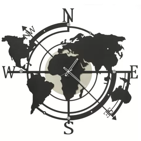 Orologio Planisfero Grande, Avorio e Nero - Arti e Mestieri