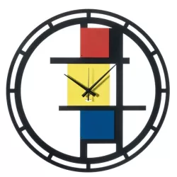 Orologio Mondrian 50, Nero, Rosso, Giallo E Blu - Arti e Mestieri