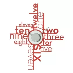 Orologio Lettering, Rosso e Bianco Marmo - Arti e Mestieri