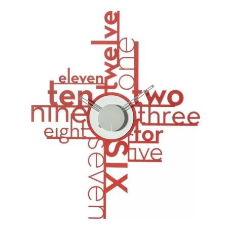 Orologio Lettering, Rosso e Bianco Marmo - Arti e Mestieri
