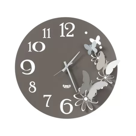 Orologio Butterflyflowers Piccolo, Fango, Alluminio, Avorio e Bianco Marmo - Arti e Mestieri