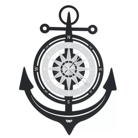 Orologio Time Boat, Nero e Bianco Marmo - Arti e Mestieri