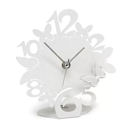 Orologio Sciame Farfalle, Bianco Appoggio Argento - Arti e Mestieri