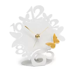 Orologio Sciame Farfalle, Bianco Appoggio Oro - Arti e Mestieri