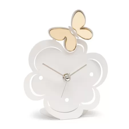 Orologio Farfallina, Bianco Appoggio Oro - Arti e Mestieri
