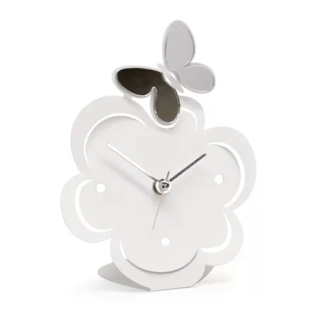 Orologio Farfallina, Bianco Appoggio Argento - Arti e Mestieri