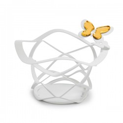 Cestino Butterfly, Bianco Appoggio Oro - Arti e Mestieri