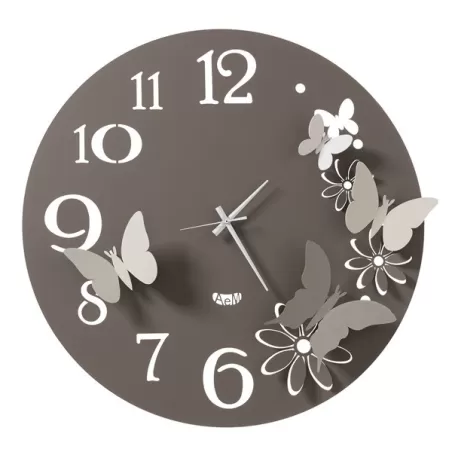 Orologio Butterfly Flowers Grande, Fango, Alluminio, Avorio e Bianco Marmo - Arti e Mestieri
