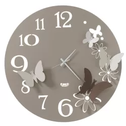 Orologio Butterflyflowers Grande, Sabbia, Avorio e Bianco Marmo - Arti e Mestieri