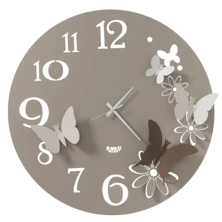 Orologio Butterflyflowers Grande, Sabbia, Avorio e Bianco Marmo - Arti e Mestieri