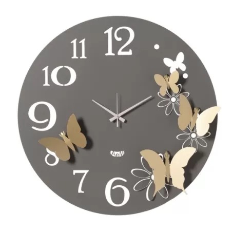 Orologio Butterflyflowers Grande, Fango e Oro Laccato - Arti e Mestieri
