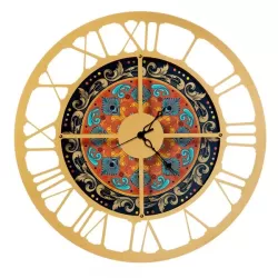 Orologio Maiolica Tramonto, Oro Laccato - Arti e Mestieri