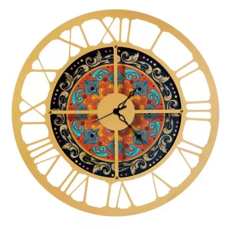 Orologio Maiolica Tramonto, Oro Laccato - Arti e Mestieri