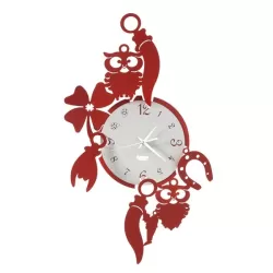 Orologio Good Luck, Rosso e Bianco Marmo - Arti e Mestieri