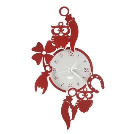 Orologio Good Luck, Rosso e Bianco Marmo - Arti e Mestieri