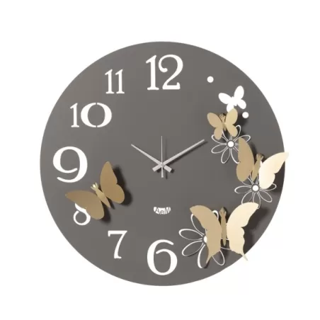 Orologio Butterflyflowers Piccolo, Fango e Oro Laccato - Arti e Mestieri