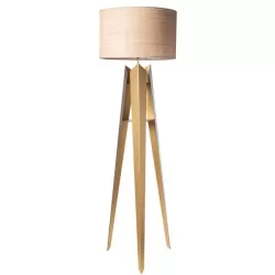 Lampada Compass Terra, Oro Trasparente Paralume Rafia - Arti e Mestieri