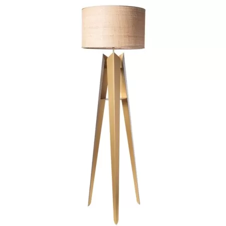 Lampada Compass Terra, Oro Trasparente Paralume Rafia - Arti e Mestieri