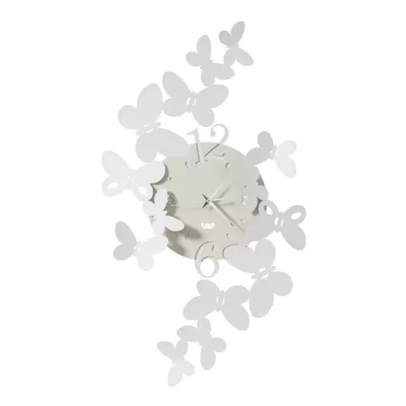 Orologio Papillon Grande, Bianco Marmo e Avorio - Arti e Mestieri