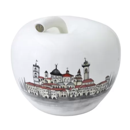 City, Mela in ceramica City Bergamo Grande colorata - Eva - La mela del desiderio