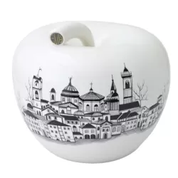 City, Mela in ceramica City Bergamo Grande bianco e nero - Eva - La mela del desiderio