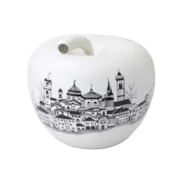 City, Mela in ceramica City Bergamo Piccola bianco e nero - Eva - La mela del desiderio