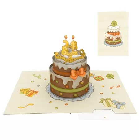 Biglietto d'auguri grande, Torta Thun - Origamo