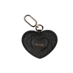 Portachiavi a forma di cuore in ecopelle nero Sempre con me - Thun