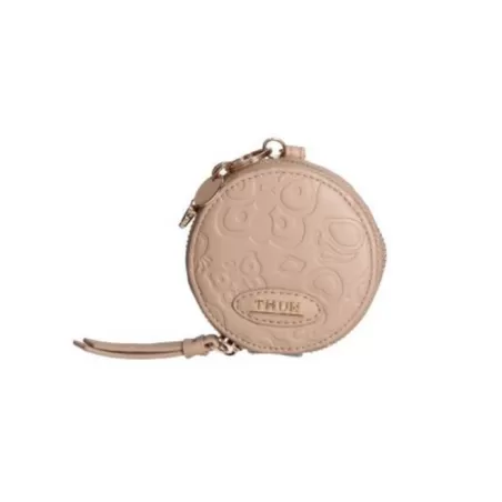 Portachiavi rotondo con zip in ecopelle beige Sempre con me - Thun