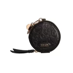 Portachiavi rotondo con zip in ecopelle nero Sempre con me - Thun