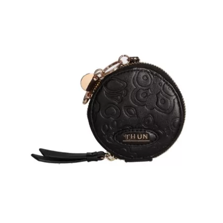 Portachiavi rotondo con zip in ecopelle nero Sempre con me - Thun