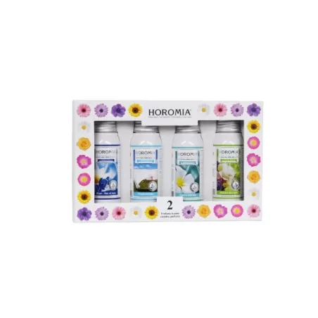 Essenza per Bucato Ml.50x4 flaconi, Horo2 - Blue - Fresh cotton - Bianco infinito - Musica del Sole - Horomia