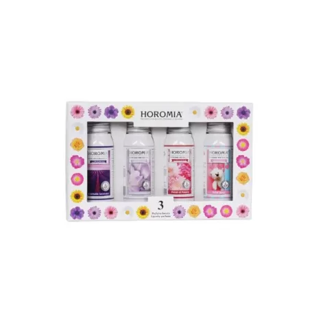 Essenza per Bucato Ml.50x4 flaconi, Horo3 - Aromatic lavender - Brezza - Baby talco - Peonia - Horomia