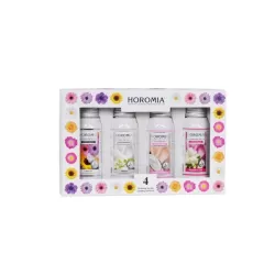 Essenza per Bucato Ml.50x4 flaconi, Horo4 - Liberty - White - Soffice talco - Muschi e loto - Horomia