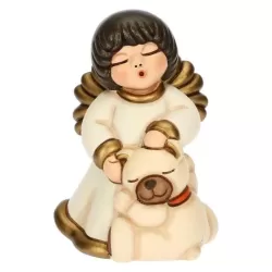 Angelo con Teddy seduto in ceramica - Thun
