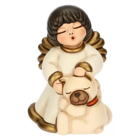 Angelo con Teddy seduto in ceramica - Thun