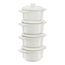 Set di mini cocotte in ceramica avorio set 4 pezzi Cm.10 - Staub