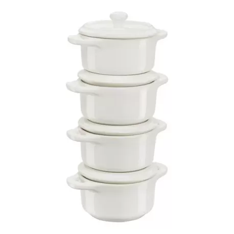 Set di mini cocotte in ceramica avorio set 4 pezzi Cm.10 - Staub