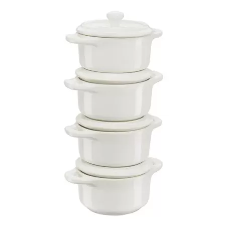 Set di mini cocotte in ceramica avorio set 4 pezzi Cm.10 - Staub